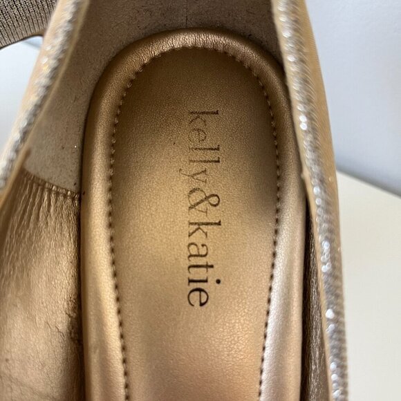 Kelly & Katie Peep Toe Gold/Silver Sparkle Fabric Open Toe Heels - Sz 9.5 - Picture 6 of 9